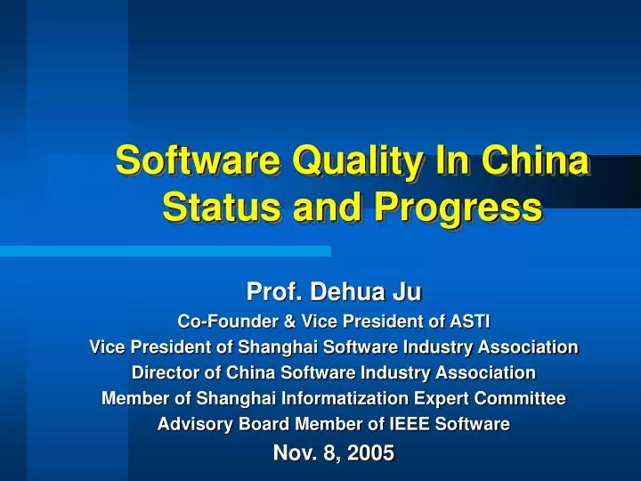 software quality in china status and progress