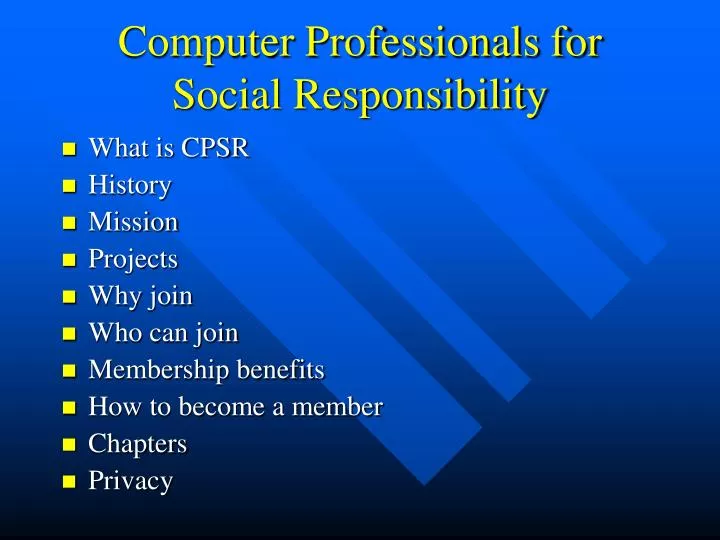 computer professionals for social responsibility