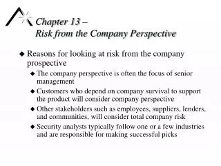 Chapter 13 – Risk from the Company Perspective