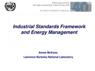 Industrial Standards Framework and Energy Management