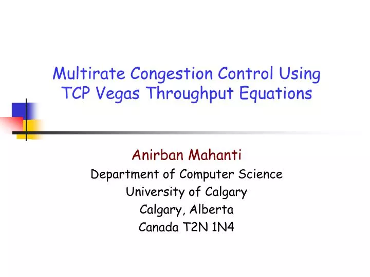 multirate congestion control using tcp vegas throughput equations