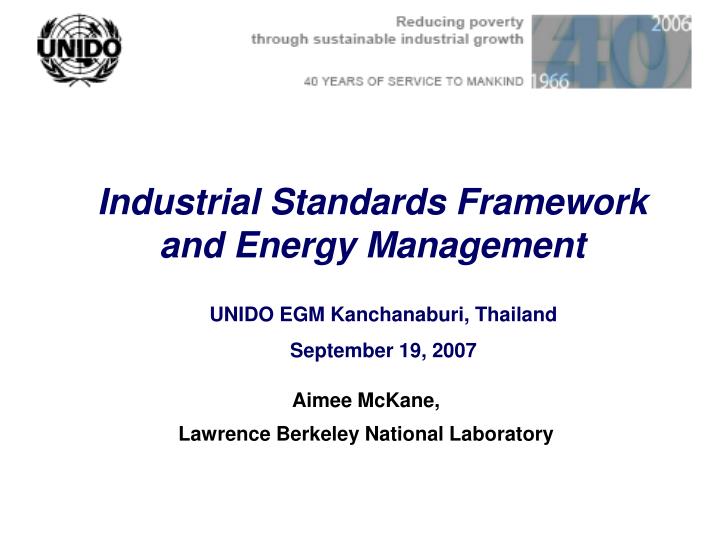 industrial standards framework and energy management