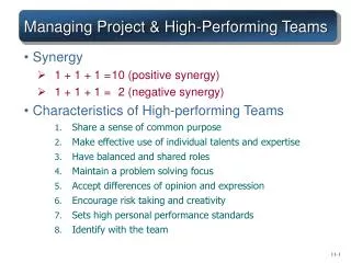 Managing Project &amp; High-Performing Teams