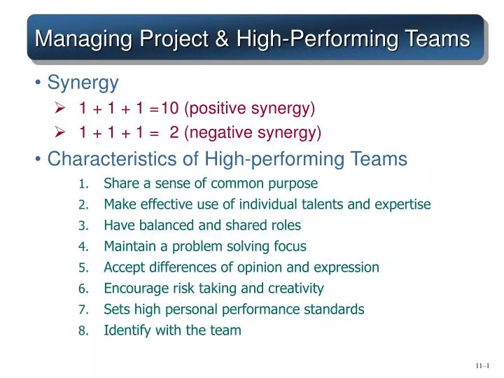 managing project high performing teams