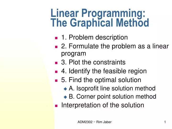 linear programming the graphical method