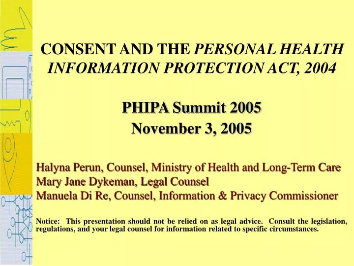 consent and the personal health information protection act 2004