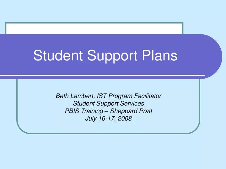 student support plans