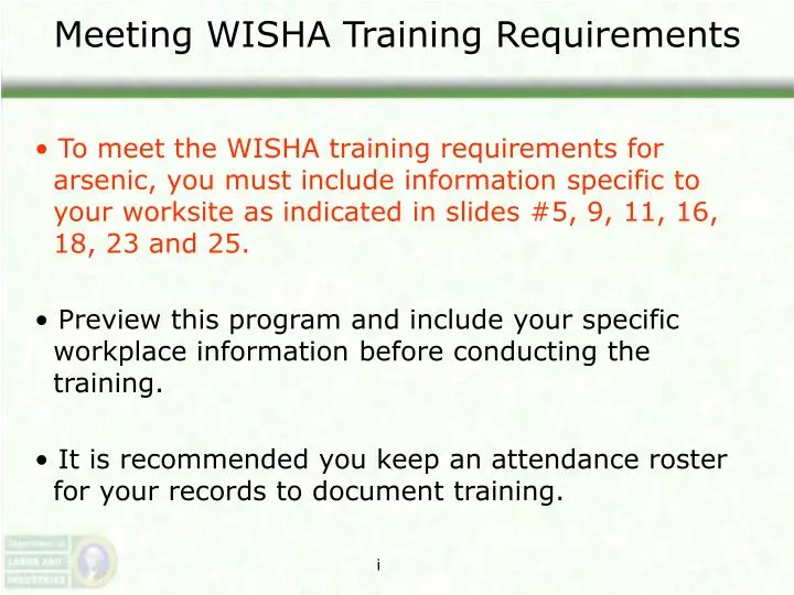 meeting wisha training requirements