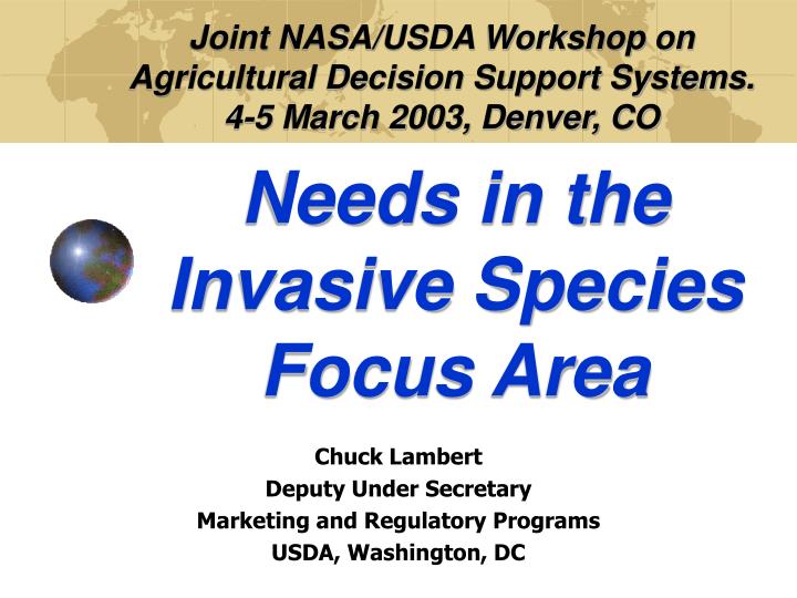 joint nasa usda workshop on agricultural decision support systems 4 5 march 2003 denver co