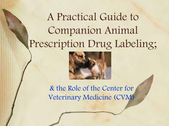 a practical guide to companion animal prescription drug labeling