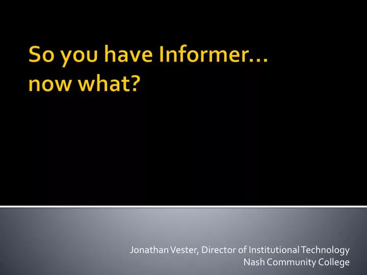 jonathan vester director of institutional technology nash community college