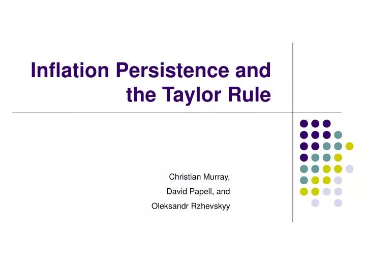 inflation persistence and the taylor rule