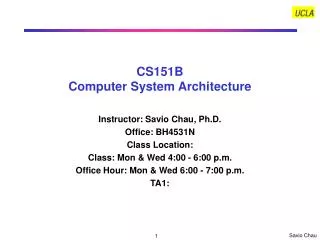 CS151B Computer System Architecture