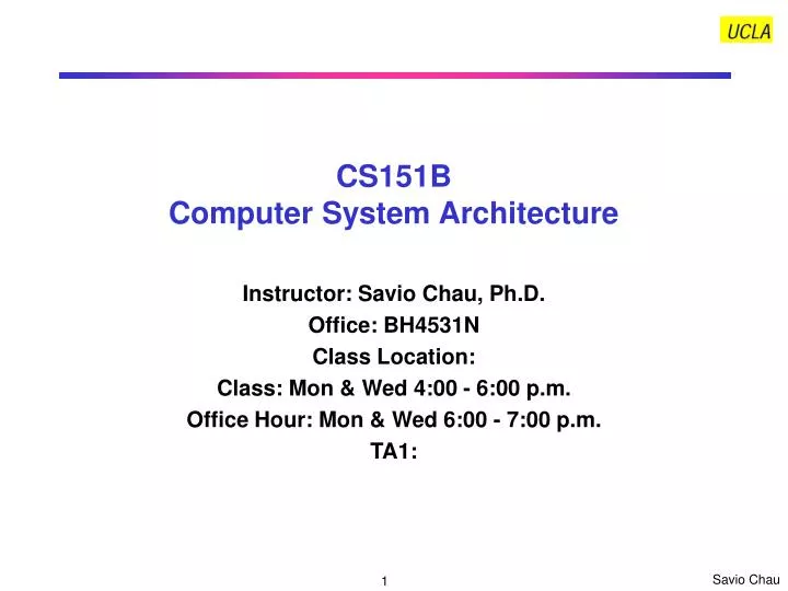cs151b computer system architecture