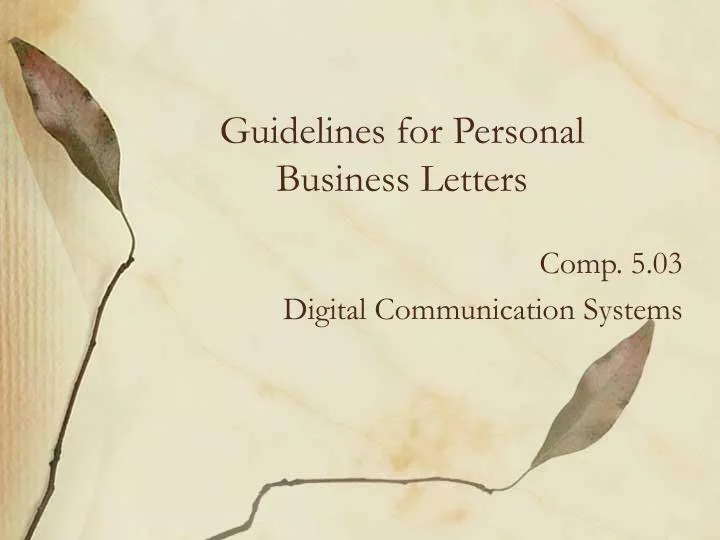 guidelines for personal business letters