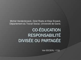 michel vandenbroeck griet roets et a sja snoeck d partement du travail social universit de gand