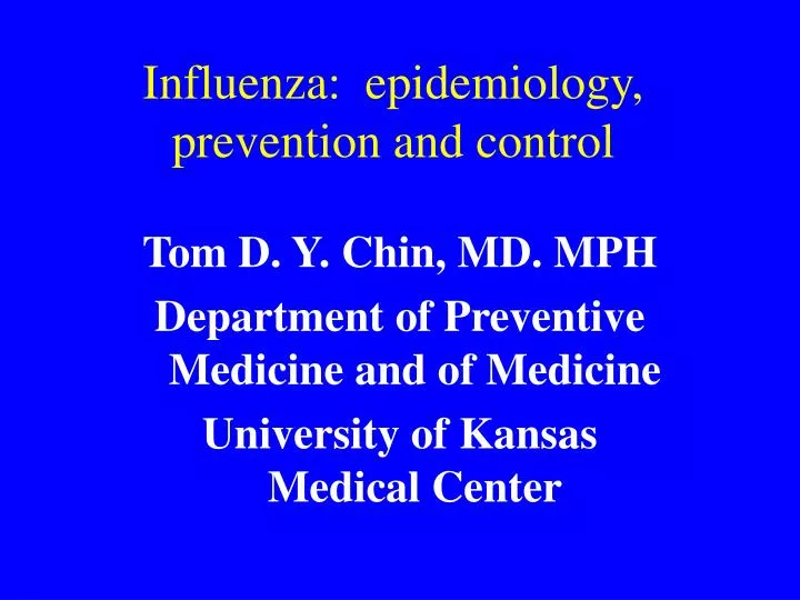 influenza epidemiology prevention and control