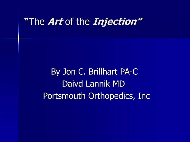 the art of the injection
