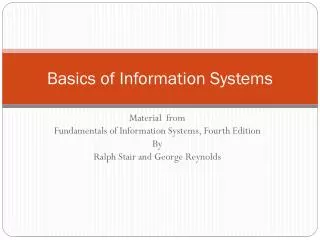 Basics of Information Systems
