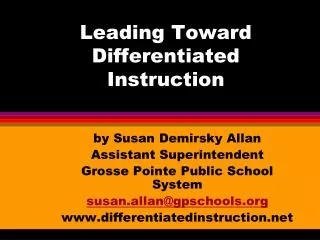 Leading Toward Differentiated Instruction