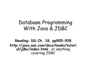Database Programming With Java &amp; JDBC