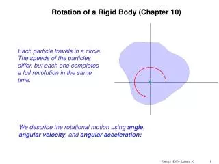 Rotation of a Rigid Body (Chapter 10)
