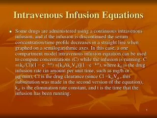 Intravenous Infusion Equations