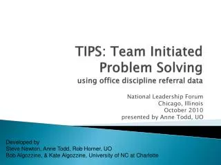 TIPS: Team Initiated Problem Solving using office discipline referral data