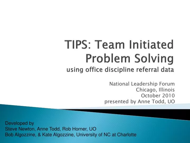 tips team initiated problem solving using office discipline referral data