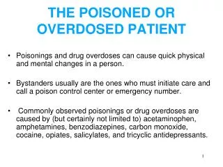 THE POISONED OR OVERDOSED PATIENT