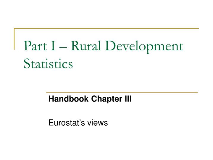 part i rural development statistics