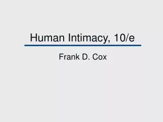 Human Intimacy, 10/e