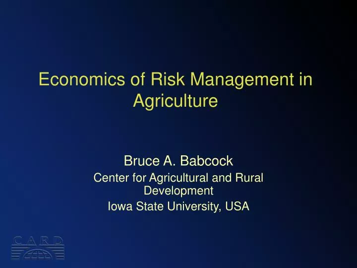 economics of risk management in agriculture