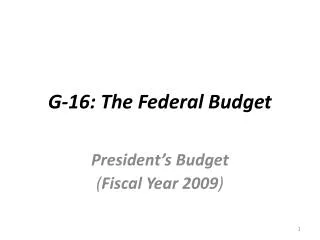 G-16: The Federal Budget