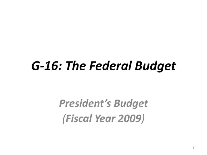 g 16 the federal budget