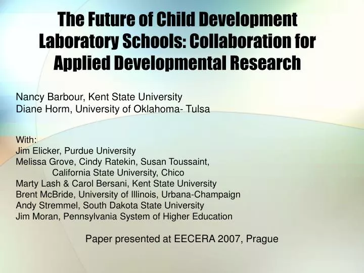 the future of child development laboratory schools collaboration for applied developmental research