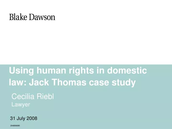 using human rights in domestic law jack thomas case study