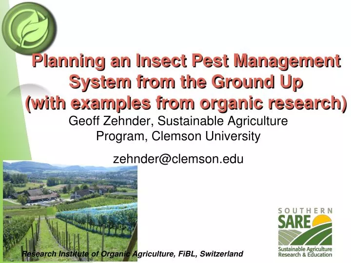 planning an insect pest management system from the ground up with examples from organic research
