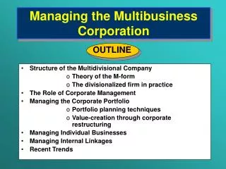 managing the multibusiness corporation