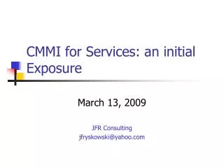 CMMI for Services: an initial Exposure