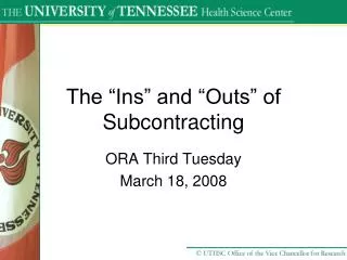The “Ins” and “Outs” of Subcontracting