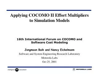 Applying COCOMO II Effort Multipliers to Simulation Models