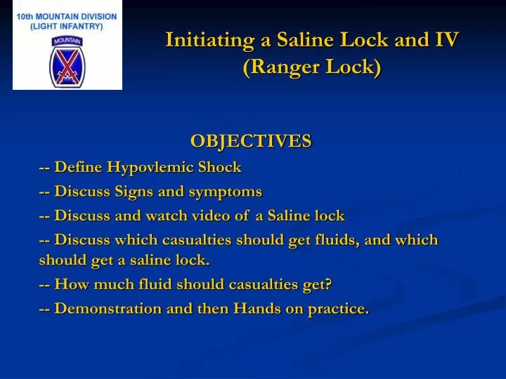 initiating a saline lock and iv ranger lock