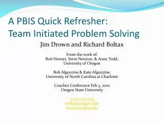 A PBIS Quick Refresher: Team Initiated Problem Solving