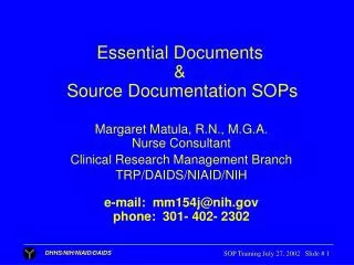 Essential Documents &amp; Source Documentation SOPs