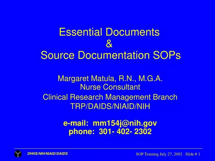 essential documents source documentation sops