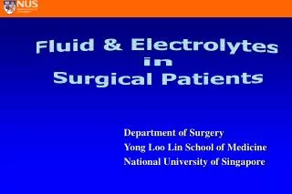 Department of Surgery Yong Loo Lin School of Medicine National University of Singapore