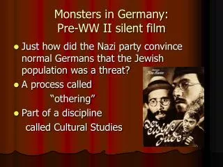 Monsters in Germany: Pre-WW II silent film