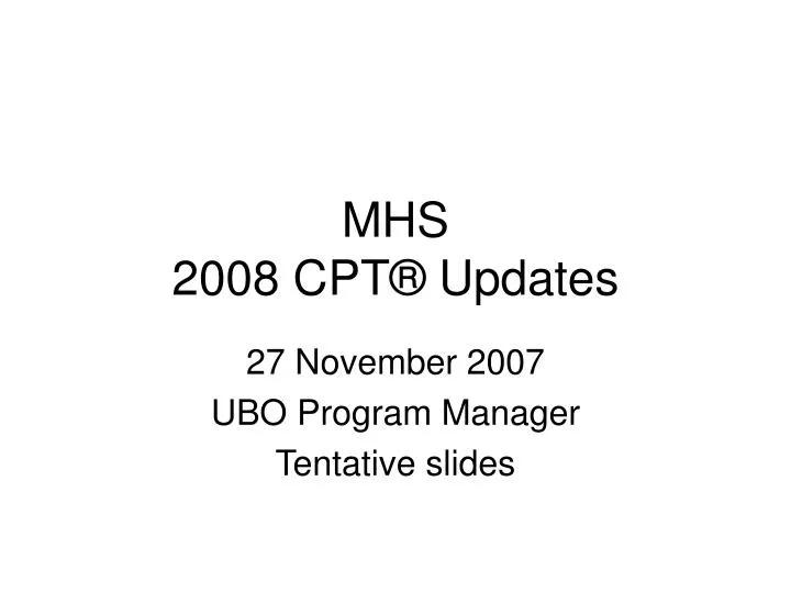 mhs 2008 cpt updates