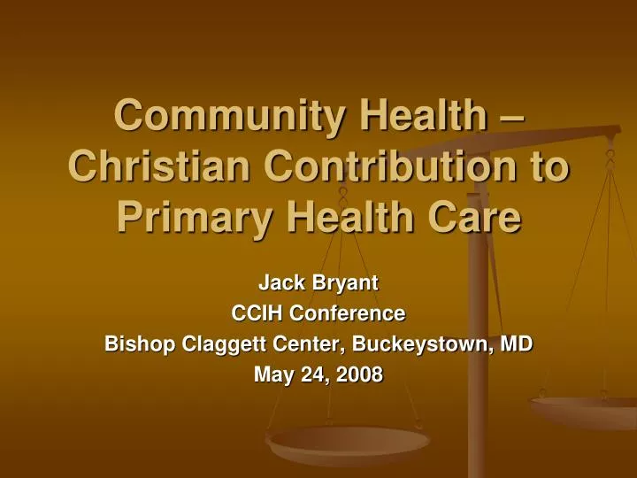 community health christian contribution to primary health care